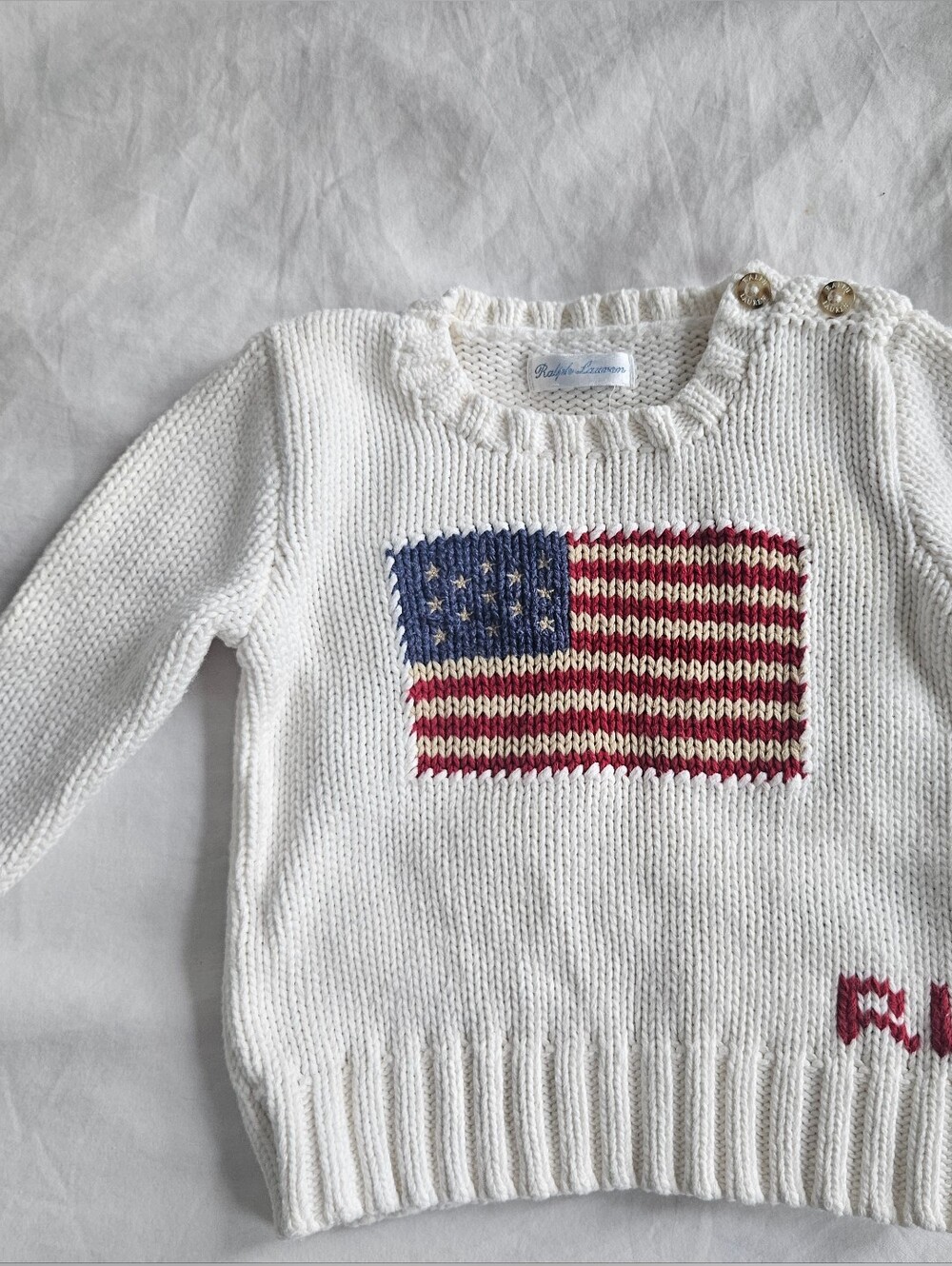Polo Ralph Lauren Flag Intarsia Knit Sweater, Size 9 Months